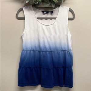 Lands’ End Crinkle Knit Ombre Dip Dye Tiered Sleeveless Tank Top S (6-8)